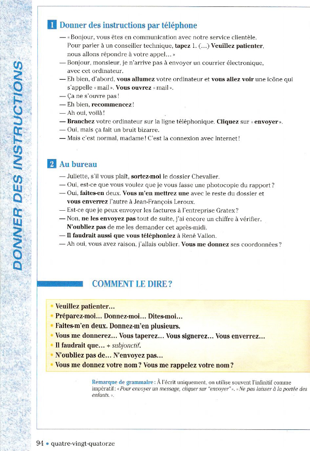 COMPROG 087 DONNER DES INSTRUCTIONS par telephone