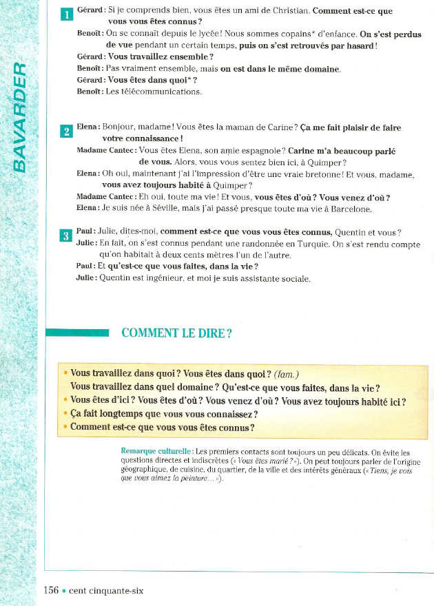 COMPROG 148 BAVARDER  Vous vous  connus